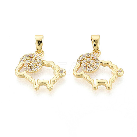 Brass Micro Pave Clear Cubic Zirconia Pendants KK-N259-03G-1