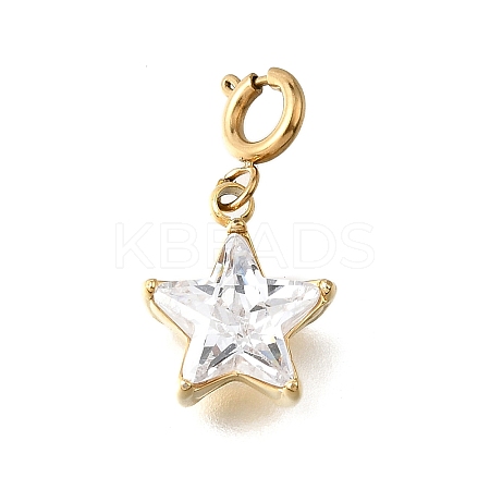 Star 304 Stainless Steel Crystal Rhinestone Pendant Decorations STAS-H202-49G-1