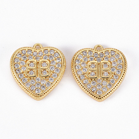 Brass Micro Pave Clear Cubic Zirconia Charms ZIRC-S068-034-NF-1