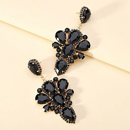 Teardrop Alloy Rhinestone Dangle Stud Earrings WG4A996-01-1