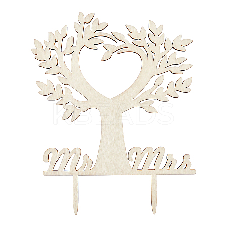 Cake Toppers Wooden Bird Tree Cake Topper for Rustic Wedding Anniversary Party Cake Decoration Supplies WOOD-WH0015-31-1
