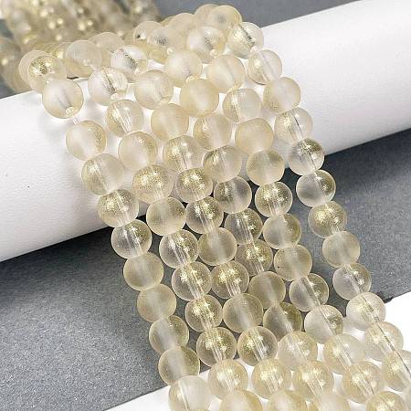 Frosted Transparent Glass Bead Strands GLAA-P065-6mm-01-1