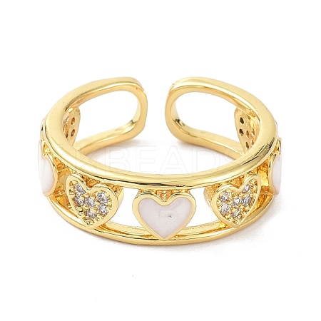 Heart Real 18K Gold Plated Cuff Rings for Girl Women Gift X-ZIRC-C021-11G-1