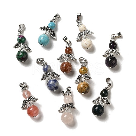 Natural & Synthetic Mixed Gemstone Pendants G-H307-03ASP-1