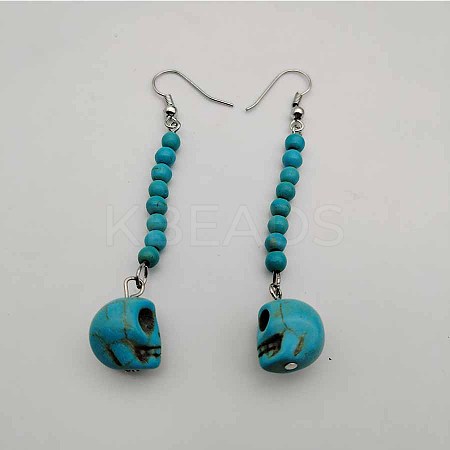 Bohemian Tassel Synthetic Turquoise & Alloy Dangle Earrings for Women RC4749-11-1