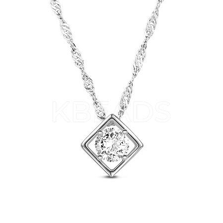 SHEGRACE Rhombus Gorgeous 925 Sterling Silver Pendant Necklaces JN447A-1