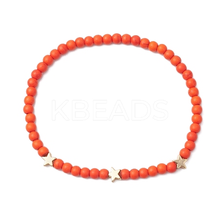 Dyed Synthetic Turquoise Beads Stretch Bracelets for Women Men BJEW-JB11311-02-1