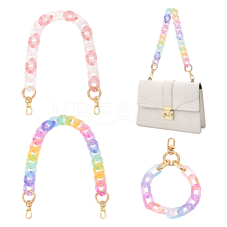 2Pcs Transparent Acrylic Curb Chains Bag Handles AJEW-WR0001-88-1
