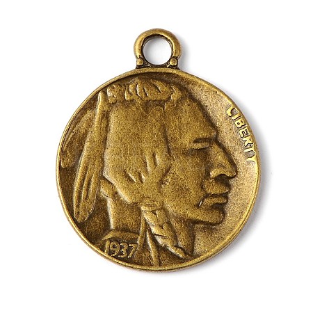 Tibetan Style Alloy Coin Pendants LS-TIBEP-GC001-AB-NR-1
