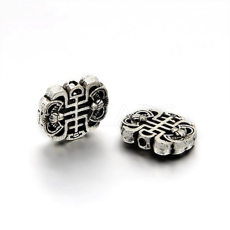 Chinoiserie Jewelry Findings Tibetan Style Alloy Ancient Chinese Character Beads TIBEB-O004-53-1