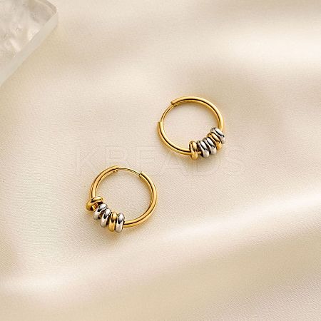 Two Tone 304 Stainless Steel Hoop Earrings WGB54D4-01-1