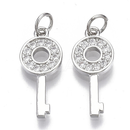 Brass Micro Pave Clear Cubic Zirconia Pendants KK-N227-16P-NF-1