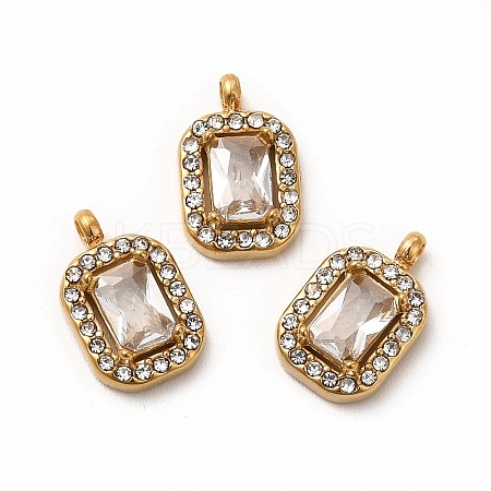 PVD Vacuum Plating 304 Stainless Steel Cubic Zirconia Pendants STAS-A076-03G-03-1
