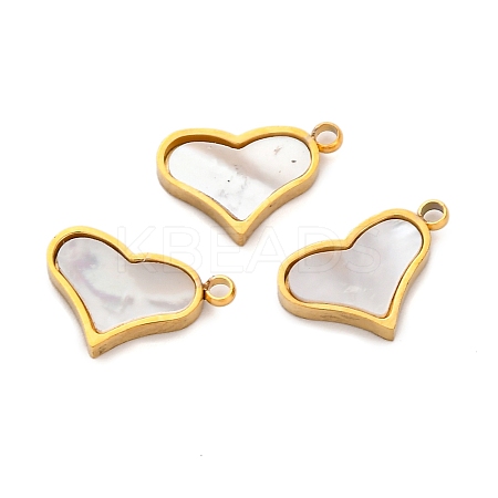 Ion Plating(IP) 304 Stainless Steel Pave Natural Shell Charms STAS-Z100-01G-03-1