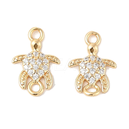 Brass Micro Pave Cubic Zirconia Connector Charms KK-R219-06G-1