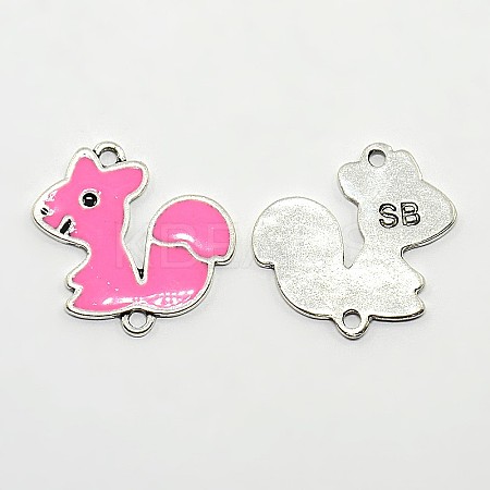Antique Silver Tone Squirrel with Word SB Alloy Enamel Links connectors LS-ENAM-N038-07B-1