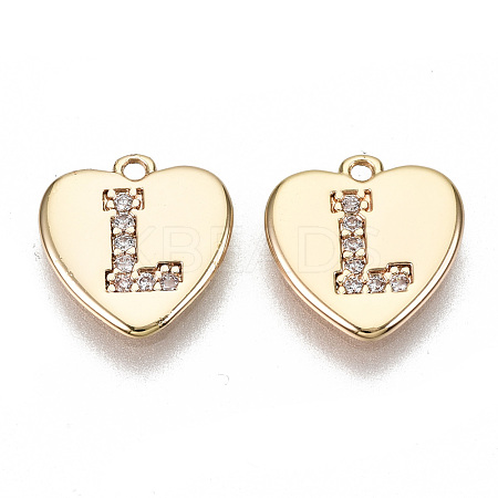 Brass Micro Pave Clear Cubic Zirconia Charms KK-N231-234L-NF-1