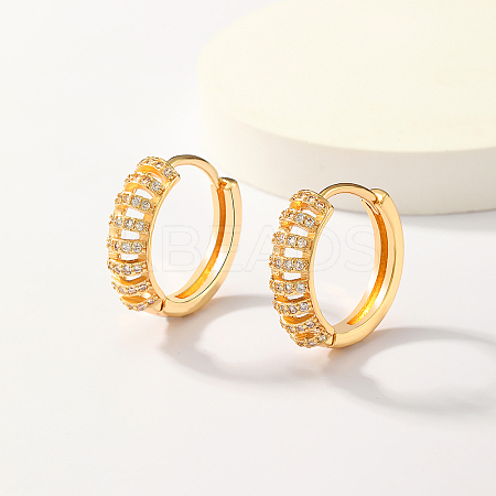 Fashionable and Elegant Brass Pave Clear Cubic Zirconia Hoop Earrings for Women SX8921-1