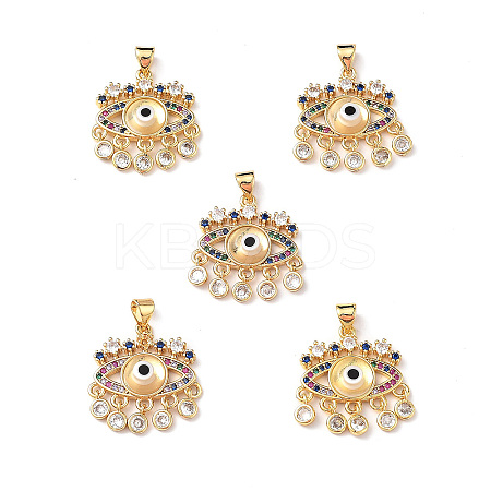 Lampwork Evil Eye Pendants with Colorful Cubic Zirconia ZIRC-L102-13G-02-1