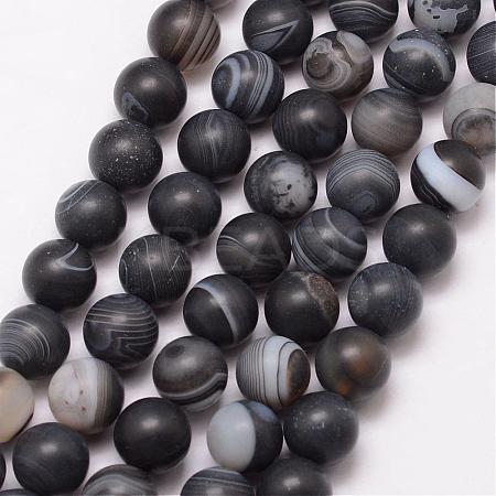 Natural Black Agate Bead Strands G-K166-12-10mm-03-1