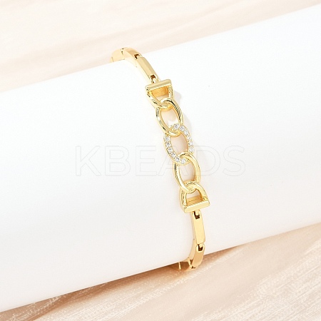 Brass Micro Pave Clear Cubic Zirconia Link Bracelets for Women BJEW-F504-05G-1