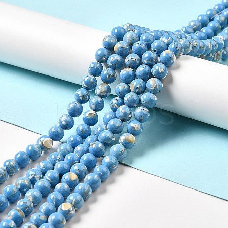 Synthetic Turquoise and Sea Shell Assembled Beads Strands G-D482-01E-04-1