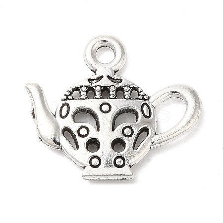 Teapot Tibetan Style Zinc Alloy Charms TIBEP-R334-179AS-RS-1