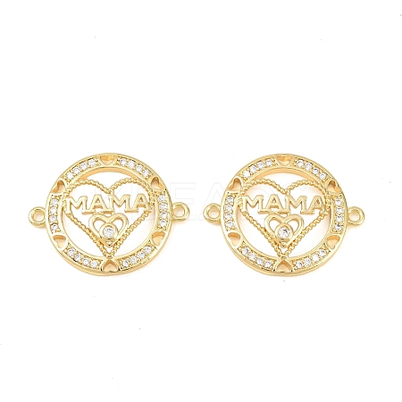 Mother's Day Brass Micro Pave Clear Cubic Zirconia Word Mama Connector Charms KK-F931-17B-G-1