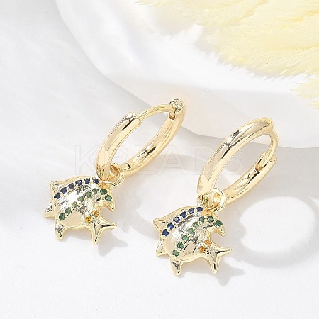 Brass Clear Cubic Zirconia Hoop Earrings EJEW-Q014-26G-1