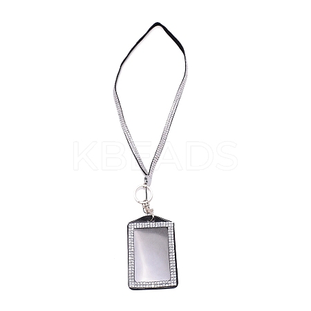 Rectangle PU Leather with Rhinestone Phone Card Holder AJEW-WH0230-48D-1