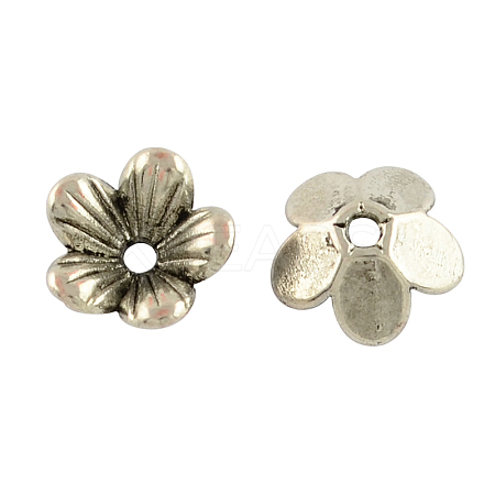 Tibetan Style Flower Alloy Bead Caps TIBEP-S192-AS-RS-1