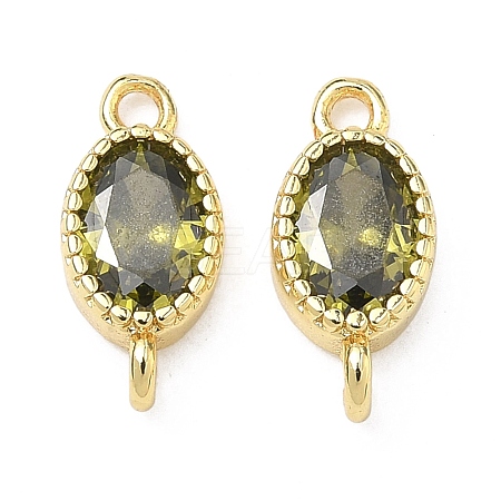 Brass Pave Cubic Zirconia Oval Connector Charms KK-P348-07G-02-1