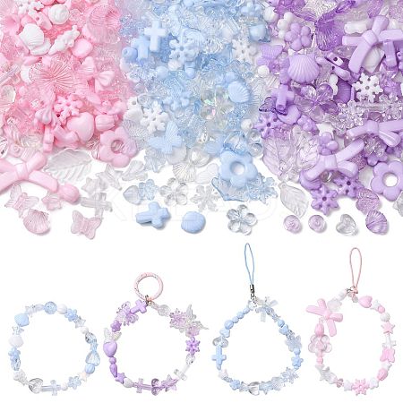 450Pcs 3 Colors Transparent & Opaque Acrylic Beads TACR-FS0001-68-1