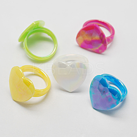 Kids Valentines Day Gifts Acrylic Rings for Kids RJEW-S618-6-1