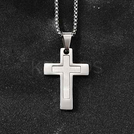 304 Stainless Steel Pendant Necklaces NJEW-P329-03A-P-1