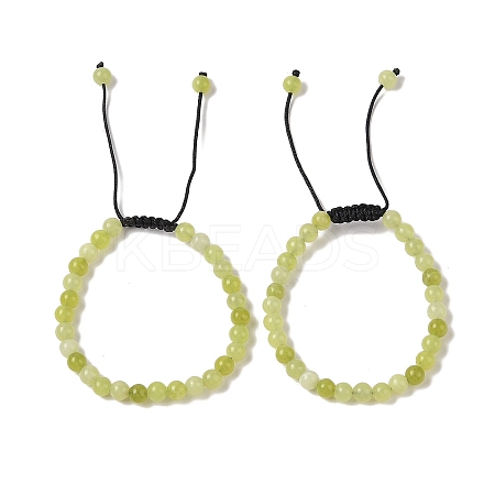6mm Round Natural Lemon Jade Braided Bead Bracelets BJEW-C067-01A-02-1