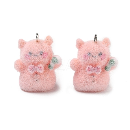 Flocking Opaque Resin Pendants RESI-F064-A15-1