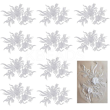 BENECREAT 3D Flower Polyester Lace Computerized Embroidery Ornament Accessories DIY-BC0009-35-1