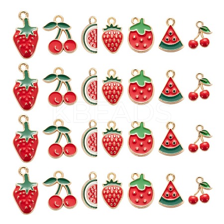 140Pcs 7 Style Light Gold Alloy Enamel Pendants ENAM-LS0001-65-1