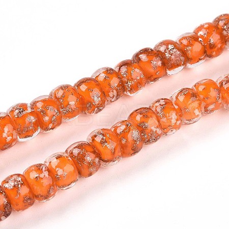 Luminous Handmade Gold Foil Glass Beads Strands FOIL-N029-02A-08-1