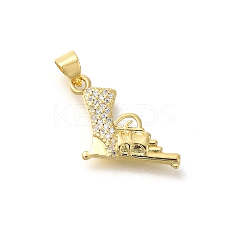 Rack Plating Brass with Cubic Zirconia Pendants KK-Z086-44G-1