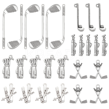 60Pcs 6 Styles Tibetan Style Alloy Pendants TIBE-SC0001-98-1