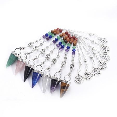 Chakra Jewelry Natural Mixed Stone Cone Dowsing Pendulums G-G771-E-1