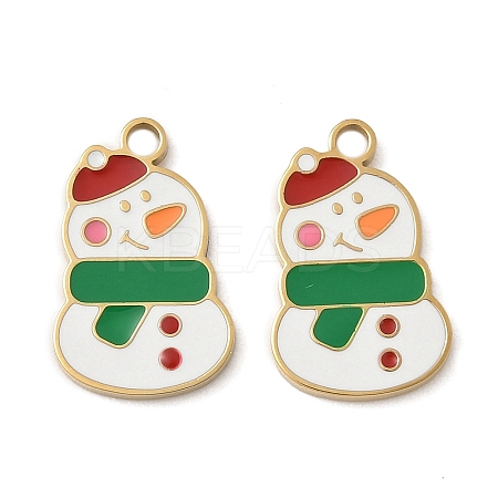 Christmas 304 Stainless Steel Enamel Pendants STAS-Z093-08V-G-1