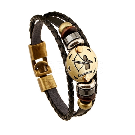 Braided Cowhide Cord Multi-Strand Bracelets PW-WG49322-01-1