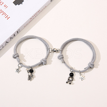 2Pcs Magnetic Spaceman Alloy & Plastic Charm Bracelets FS-WG3FC4A-02-1