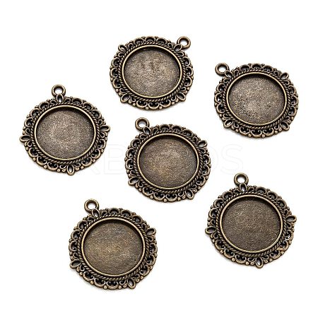 Tibetan Style Alloy Pendant Cabochon Settings TIBE-T003-08AB-NR-1