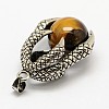Vintage Natural Bezel Tiger Eye Pendants G-M038-03C-2