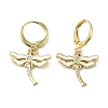 Dragonfly Real 18K Gold Plated Brass Dangle Leverback Earrings EJEW-L268-011G-02-1