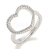 Heart Rack Plating Brass Micro Pave Cubic Zirconia Heart Adjustable Rings for Women RJEW-F162-12P-1